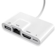 Хаб для iPhone 4в1 (RJ45/HDMI/USB-A/USB-C)