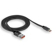 Кабель USB «WALKER» C755, USB-A/Type-C, в матерчатой обмотке, плоский (2.4А)