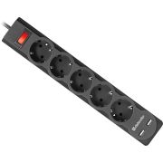 Удлинитель с сетевым фильтром Defender 5 розеток, 2xUSB, 3m (DFS753)